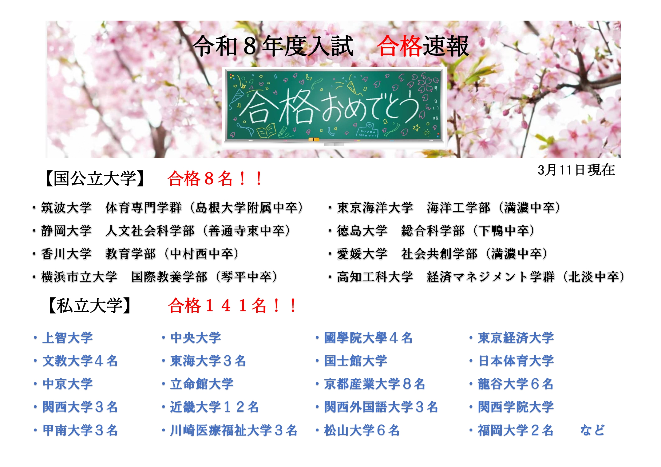 尽誠学園からのお知らせ